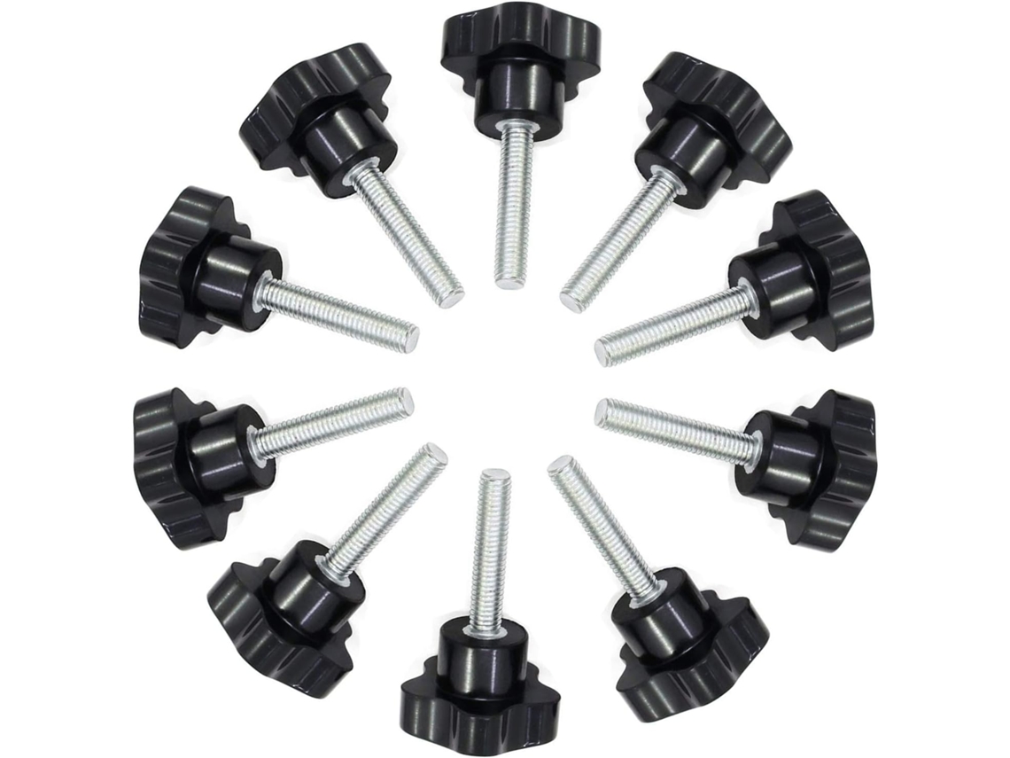 Perilla de tornillo de sujeción para uso industrial, manijas hexagonales en forma de estrella con rosca macho M6 x 40 mm, manija de repuesto duradera para