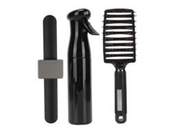 Herramientas para peinar el cabello 2026 y peine curvo de aire para desenredar nudos con botella rociadora y pulsera magnética.