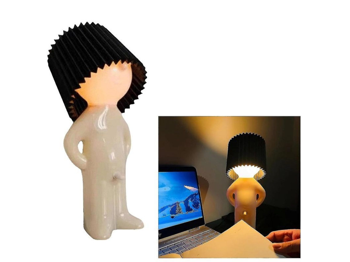 Lámpara De Escritorio Creativa Hombre Tímido Regalo Original Luz Suave Multifuncional Negro