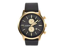 Reloj Analógico De Cuarzo Con Correa De Cuero, Esfera Negro Oro, Fecha Y Manos Luminosas