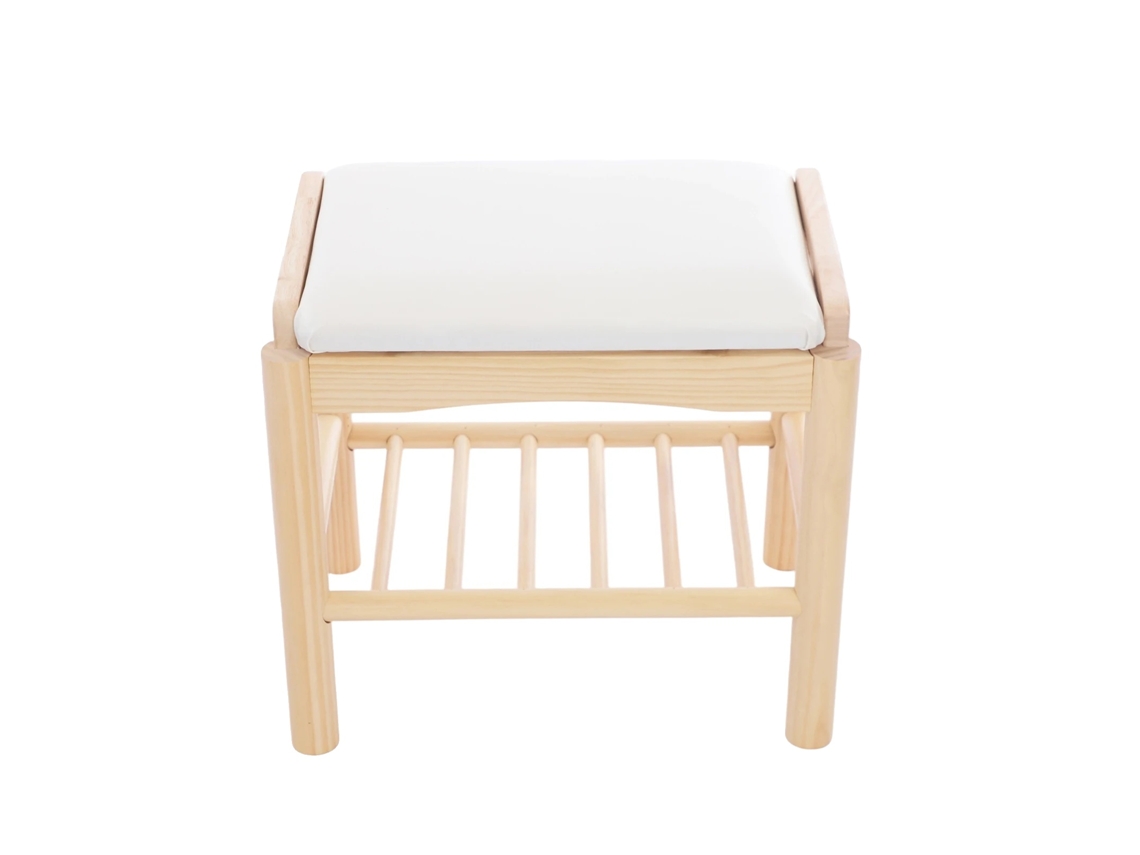 Banco zapatero, asiento cómodo, almacenamiento eficiente, color madera.