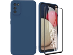 Protector de Pantalla Temperado Protetora Móvel para Samsung Galaxy A02 S HONGWE. Silicona Azul