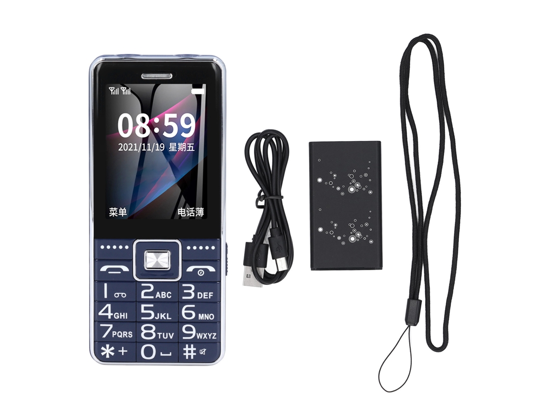 Celular Básico Com Botões Grandes Tela 2.4 Polegadas Gsm Bluetooth Rádio Fm Para Idosos Crianças Azul