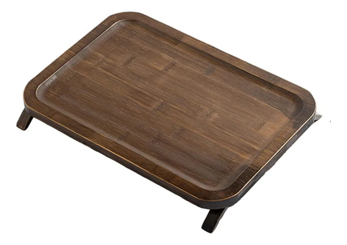 Bandeja de bambú para servir café y té, bandeja con patas, slowmoose