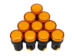 10pcs Luz Indicadora Sinal Led Elétrica 24v Fio 22mm (amarela)