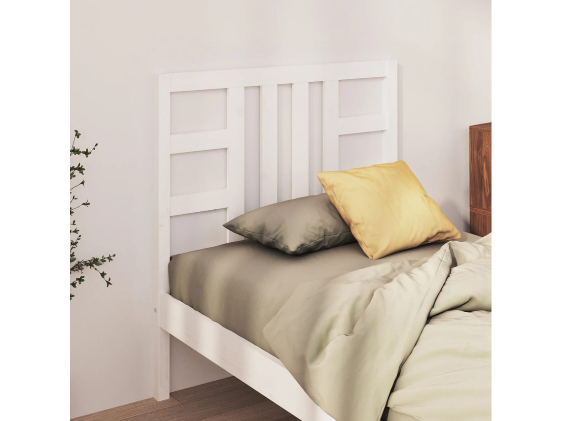 Cabecero De Cama Madera Maciza De Pino Blanco 106x4x100 Cm