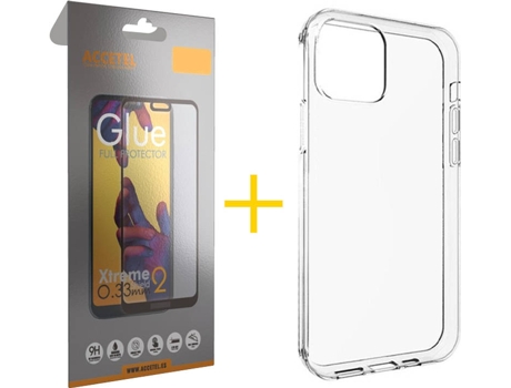 Kit Carcasa y Protector 1 X Cristal Full iPhone 11 Pro Skyhe Silicone Transparente