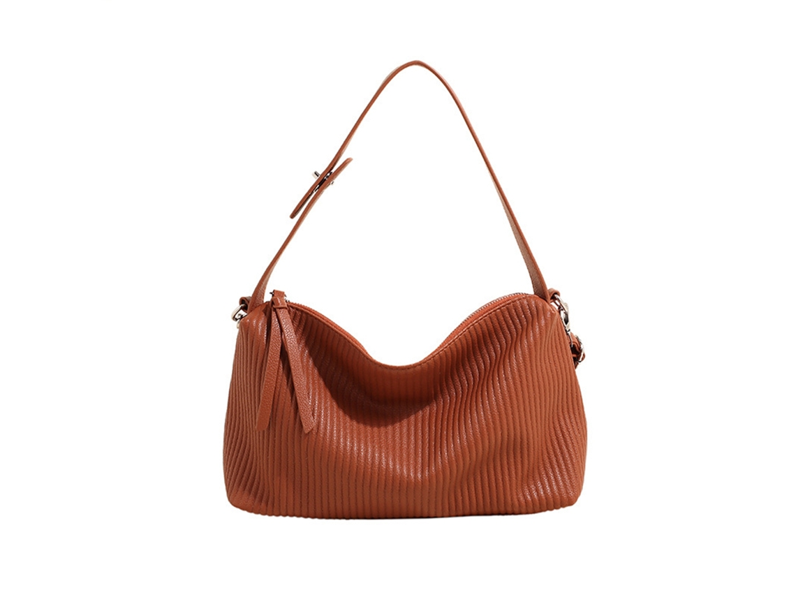 Bolso Bandolera Grande De Piel Sintética Para Mujer Con Correa Ajustable Y Extraíble - Marrón
