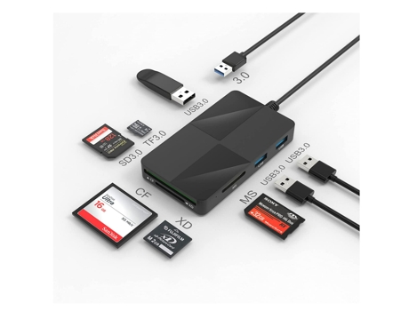 Concentrador de lector de tarjetas múltiple USB3.0, XD/SD/CF/Micro SD/MS3 USB 3.0, Lector de tarjetas CF 8 en 1/Adaptador/Hub para XD SD SDXC SDHC ...