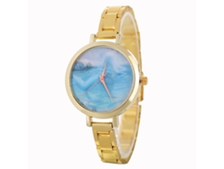 Reloj De Pulsera De Cuarzo Con Brazalete De Acero, Estilo Sencillo, Para Mujer Y Hombre (dorado)
