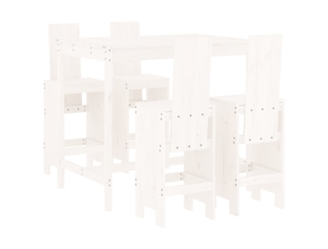 Conjunto 5 de mesa y taburetes altos jardín VIDAXL madera pino blanco