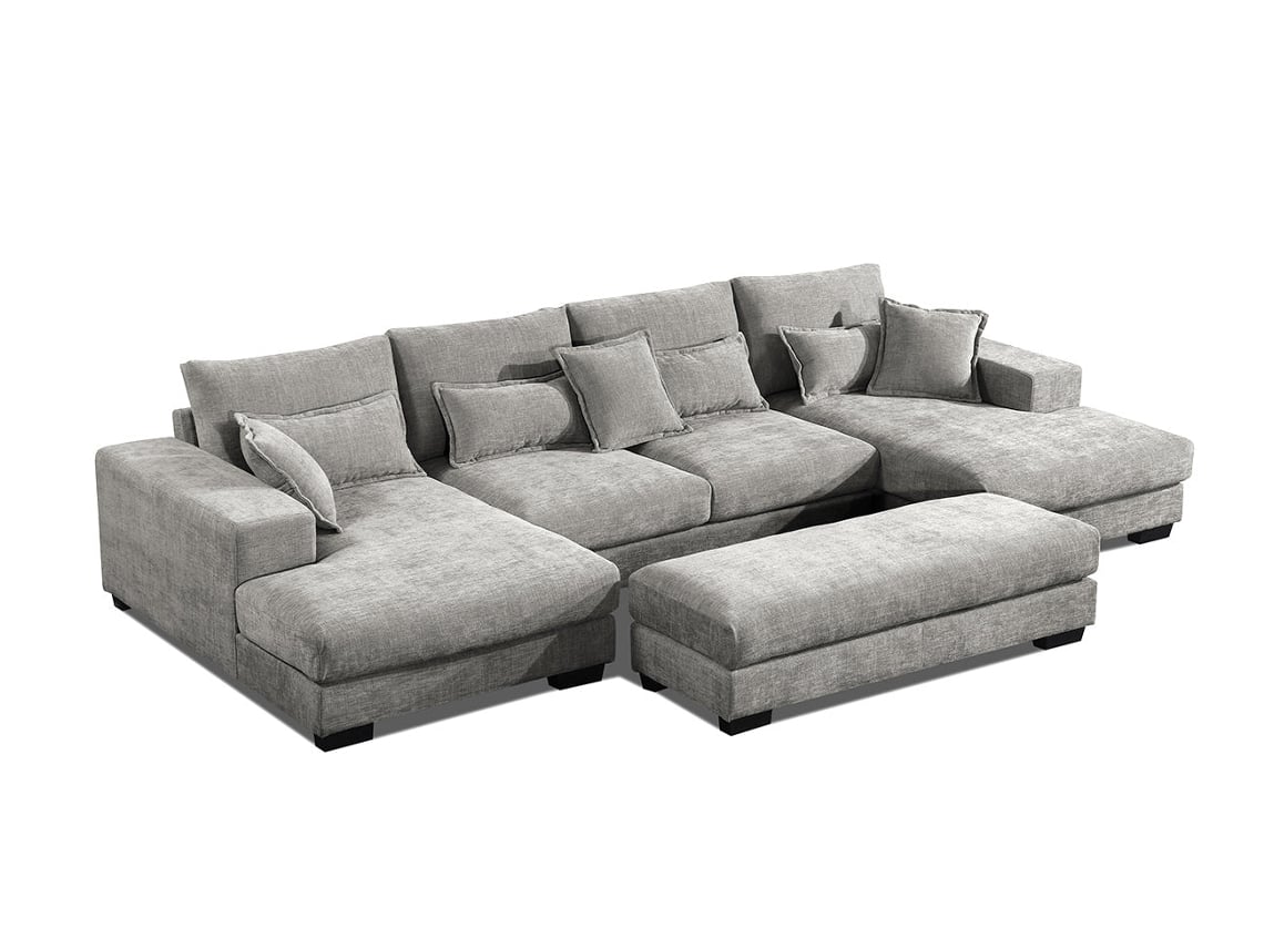 Sofá cama esquinero gigante con chaise longue Kim de 368 cm, gris