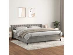 Cama box spring con colchón terciopelo gris claro 200x200 cm