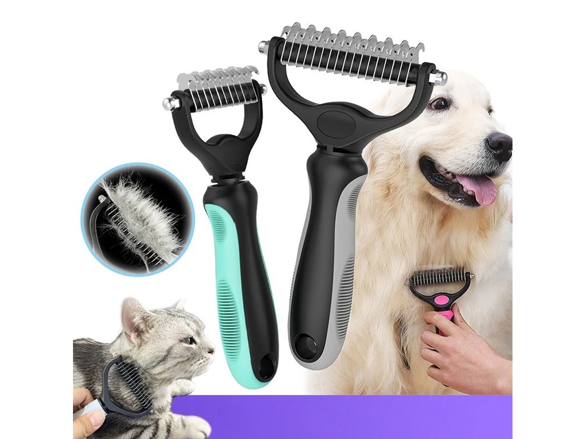 Peine/cepillo Doble Para Perros Y Gatos, Rosa, Talla S*