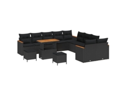 Maison Exclusive - Conjunto De Sofás De Jardín 13 Pcs Negro Ratán Sintético