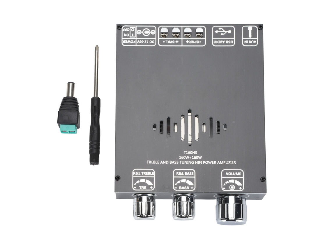 Placa Amplificadora Estéreo De 2.0 Canales Bt 160w+160w Con Control De Agudos Y Graves Para Altavoces Diy