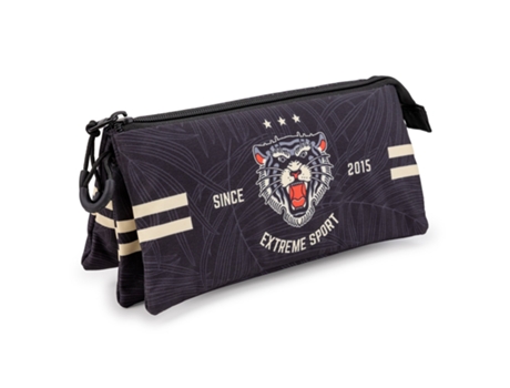 PRODG Tiger Estuche Escolar Triple Portatodo Con 2 Cremalleras. Negro