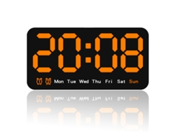 Reloj de pared digital grande, LED de dígitos grandes, alarma dual NEVEANCE