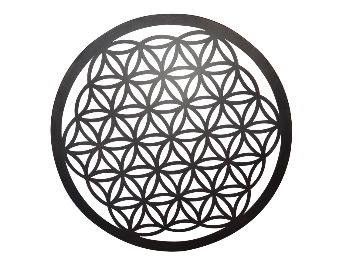 Signes Grimalt  - Flor de la vida Negro de Metal | Aplique Metal Mandalas Decorativos Mandalas Decorativos Pared 60x1x60cm