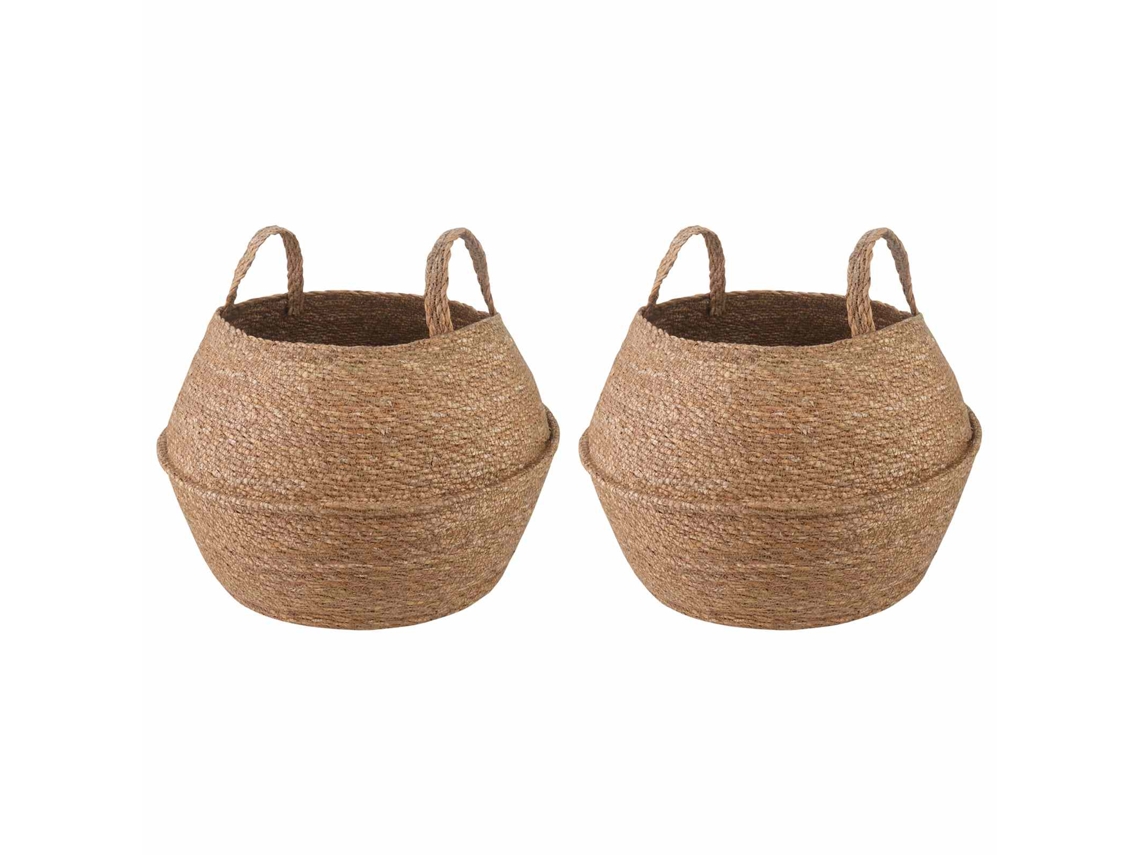 Maceta Vidaxl con asas, 2 unidades, natural, Ø 45 x 36 cm, 100 % hierba marina.