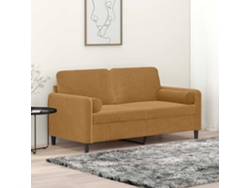 Sofá De 2 Plazas | Sofá De Salón | Sofá De Descanso Con Cojines Terciopelo Marrón 140 Cm