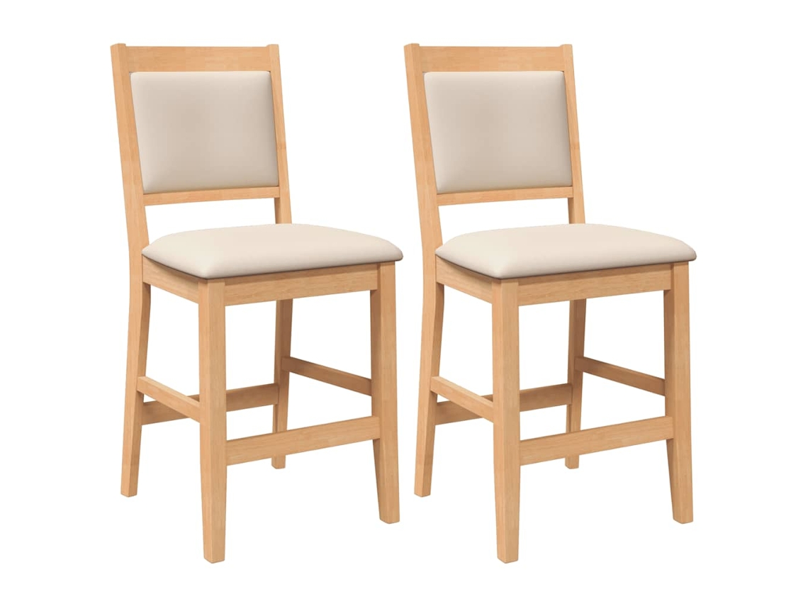 Maison Exclusive - Taburetes De Bar Con Cojines, 2 Unidades, Madera Maciza Natural, Caucho