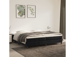 Cama Box Spring Con Colchón Terciopelo Negro 200x200 Cm