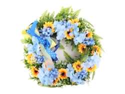 Corona De Girasoles Ucranianos, Bandera Azul Y Amarilla, Decoración Para La Puerta Principal, Primavera