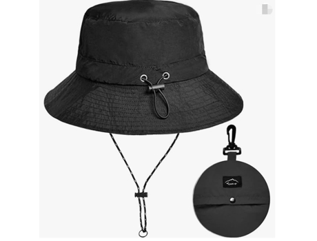 Sombrero de pescador plegable de ala ancha Sombreros para el sol Negro