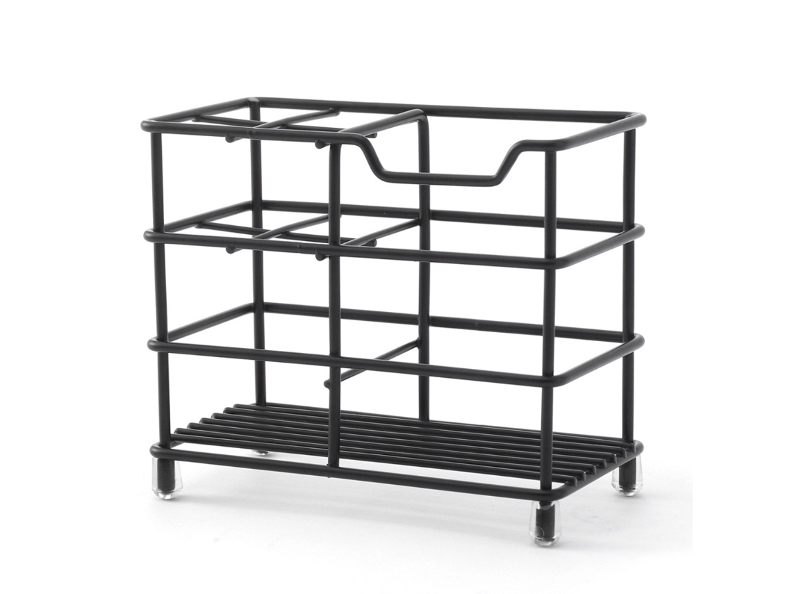 Portacepillos de dientes Shetinar de acero inoxidable, juego de accesorios de baño negro, 6,35 x 10 x 12 cm, decoración negra