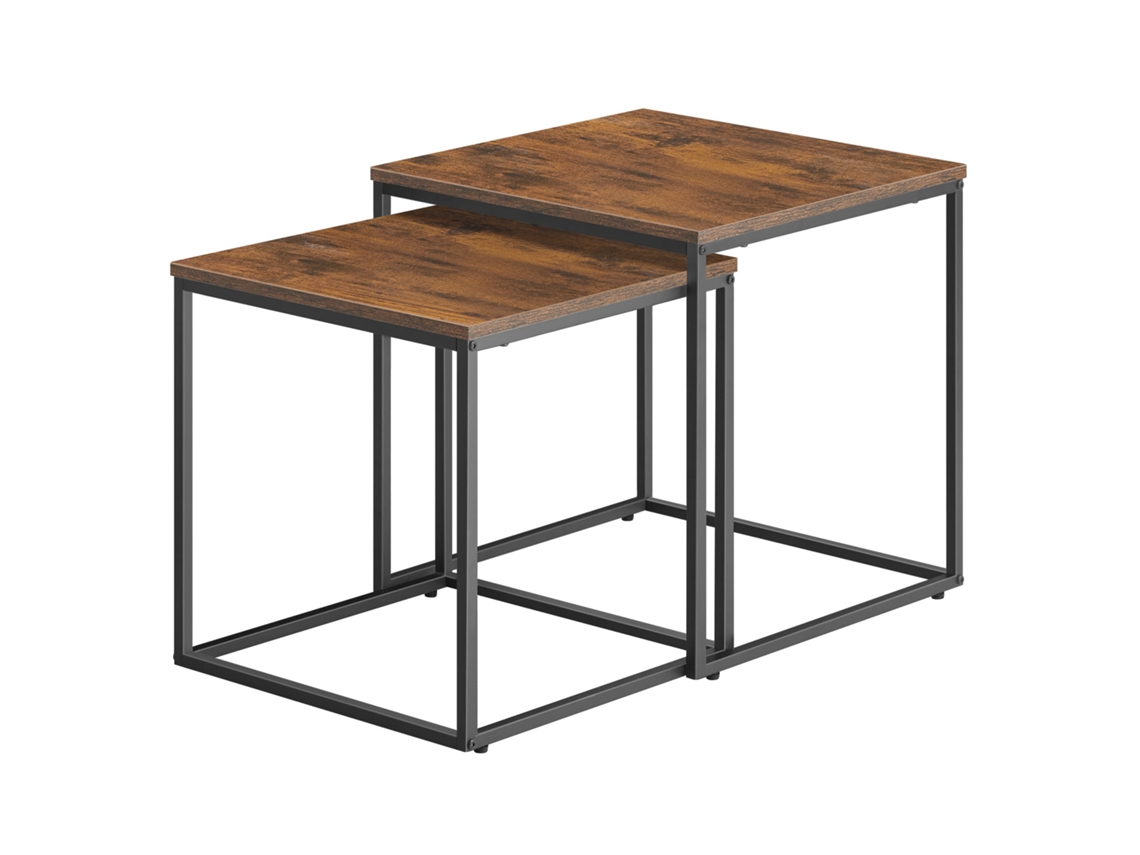 Mesa de centro cuadrada rústica de 2 piezas / Patas negras Leobert