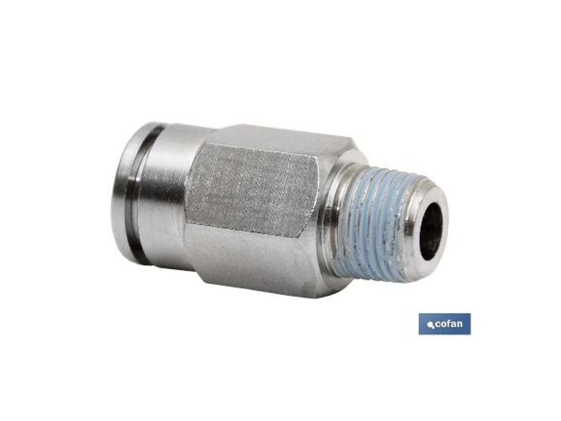 Conexion recta tubo 12mm. macho 1/4   caja 5 unid.