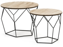 Conjunto 2 Mesas de Centro VS VENTA-STOCK Tokio (50 x 50 x 40 cm - Metal - Marrón, Negro)