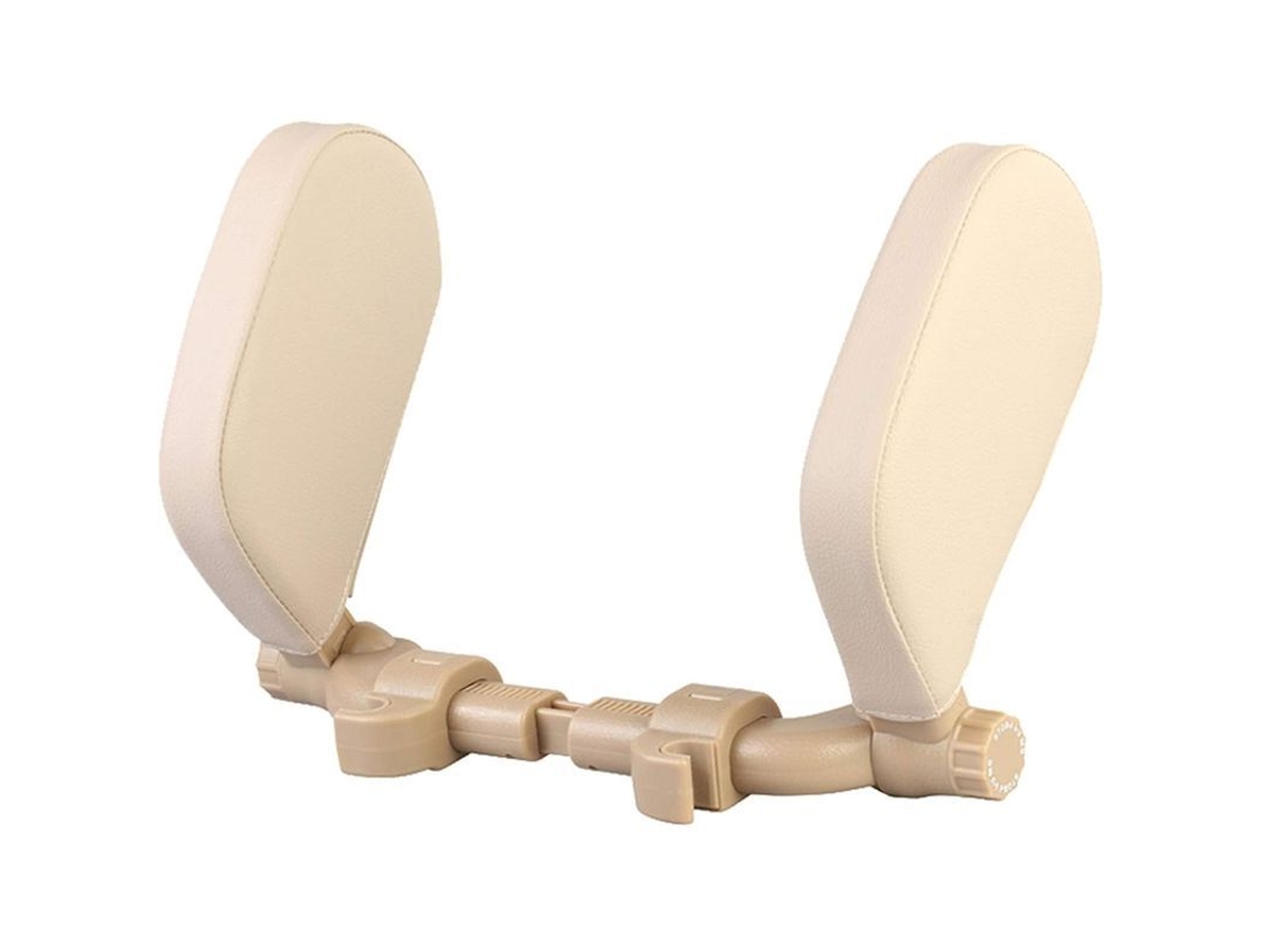 Rebe-almohada Cabezal Coche Memory Foam Ajustable Niños Pasajeros Viajes Largos Beige