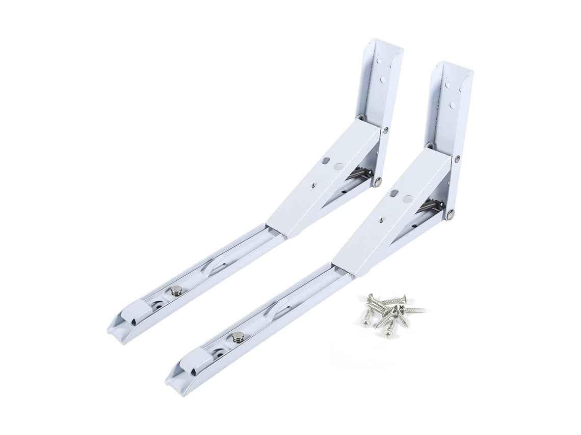 Soporte Plegable Para Estante Con Resorte De 90 Grados, 12 Pulgadas, 2 Piezas, Acero Con 8 Tornillos.