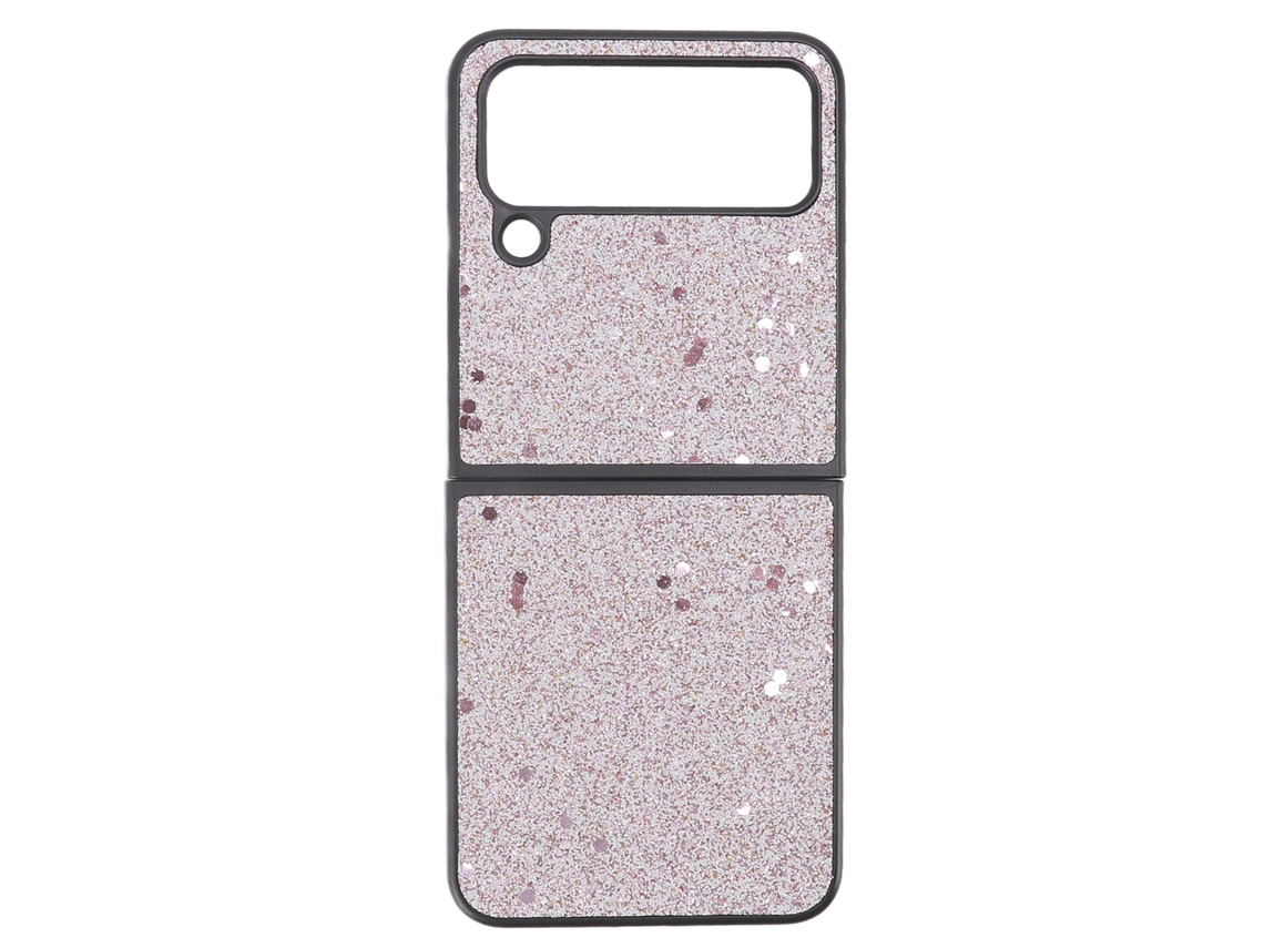 Capa De Telefone Brilhante Para Samsung Galaxy Z Flip 4 De Camurça Abs Resistente A Arranhões Rosa