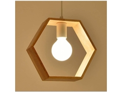 2026-lámpara Colgante De Madera Industrial, Forma Hexagonal, Moderna, Base E27/e26, 100-240v, 60cm Cable Ajustable