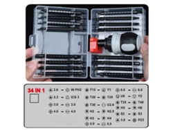 Destornillador De Carraca 34 En 1, Multifuncional Con Bloqueo Automático Y Puntas De Doble Extremo, Ideal Para Trabajos En Espacios Reducidos.