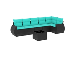 Maison Exclusive - Conjunto De Sofá De Jardín De 7 Piezas Con Cojines, De Poliratán Negro