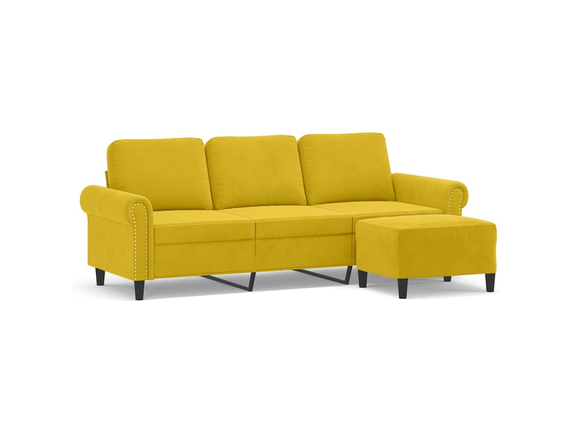 Maison Exclusive - Sofá De 3 Plazas Con Taburete Terciopelo Amarillo 180 Cm
