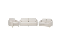 Conjunto de Sofás y Sillón de Estilo Glamoroso BELIANI Trosa de Poliéster Crema 203X86X88