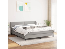 Cama box spring con colchón tela gris claro 180x200 cm