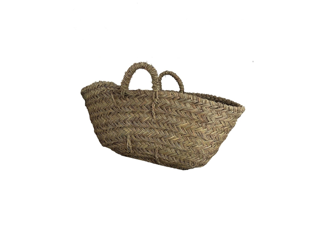 Capazo De Esparto Con Asas Decorativo | Capazo Fibra Natural Sostenible | Cesto Para Leña | Cesta Esparto 47 X 47 X 32 Cm