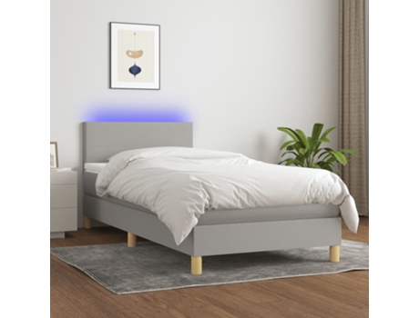 Cama con somier VIDAXL (Gris - Tela - 193 x 90 x 88 cm)