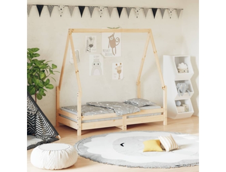 Estructura De Cama Infantil VIDAXL Marrón Madera (70x140 cm)