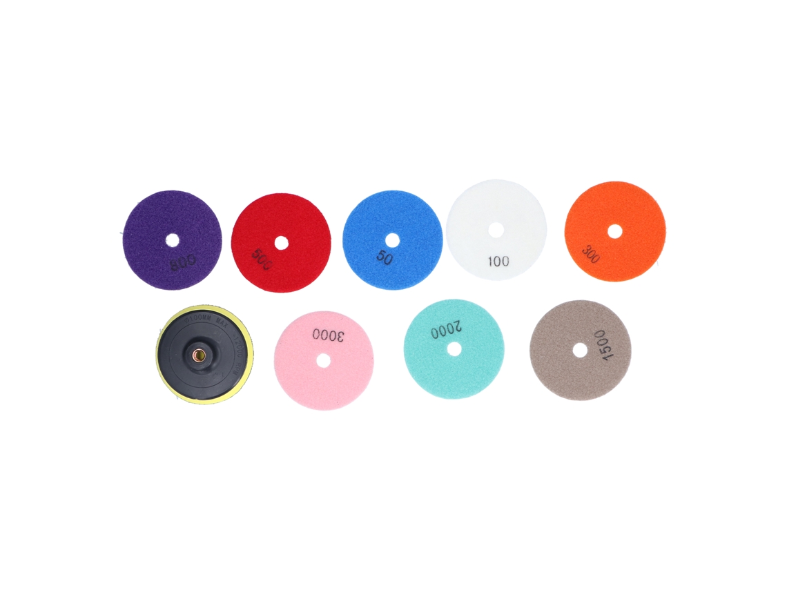 Kit De Pulido De Diamante Con 8 Discos + 1 Disco Adhesivo (10 Cm) Para Hormigón, Mármol Y Granito - Herramientas De Pulido