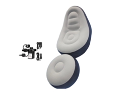 Sillón hinchable con reposapiés, ideal para salón, dormitorio, camping, picnic, color beige.
