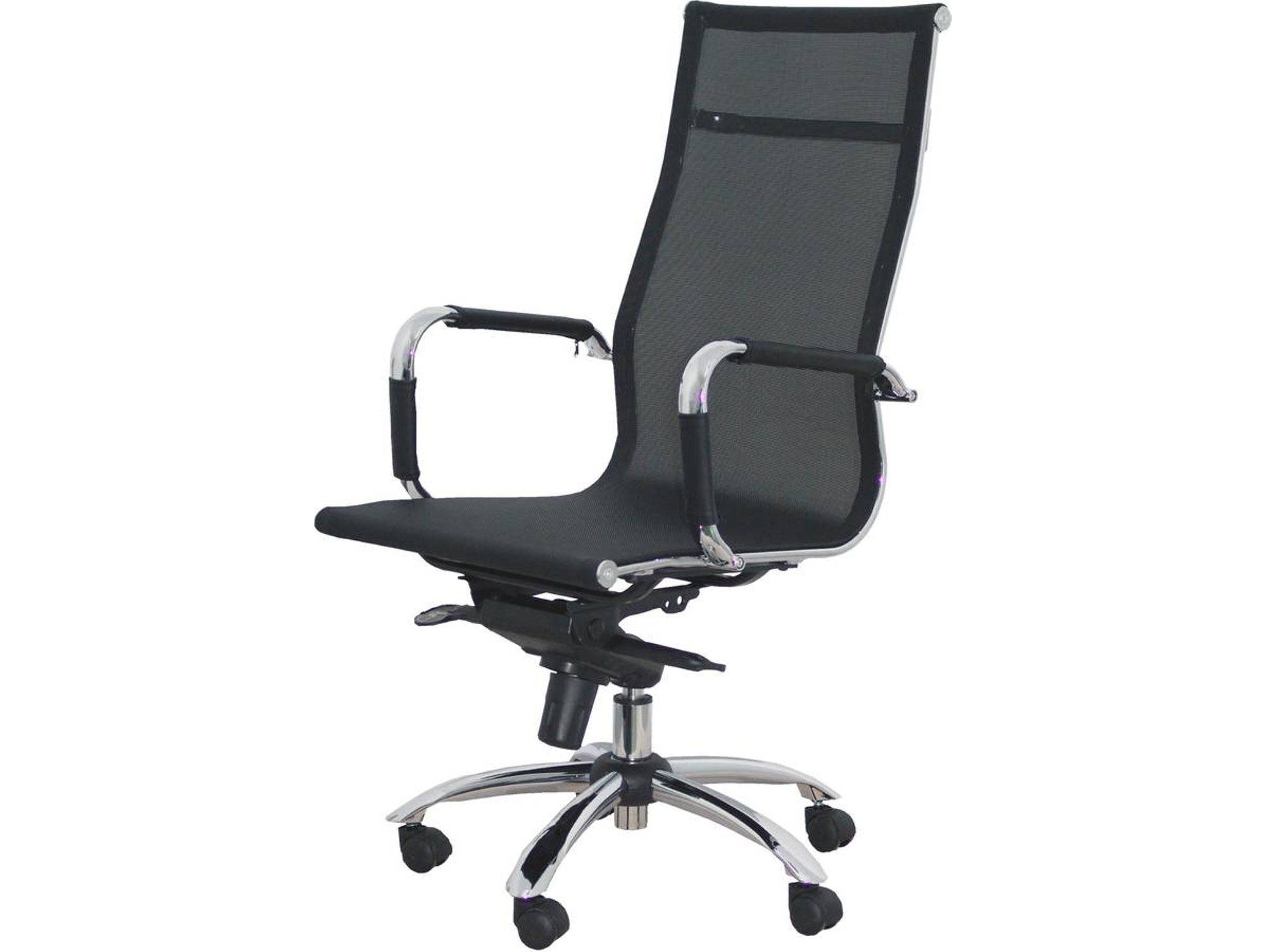 Silla de Escritorio Ejecutiva PYC Barrax Malla Negro con ruedas de parqué (Brazos fijos - Malla)