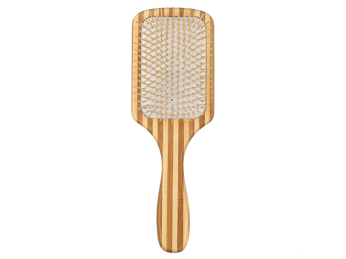 Peine De Bambú Para Cabello Antiestático Con Mango De Pala Y Cojín De Masaje 25.5*8.5cm (4)