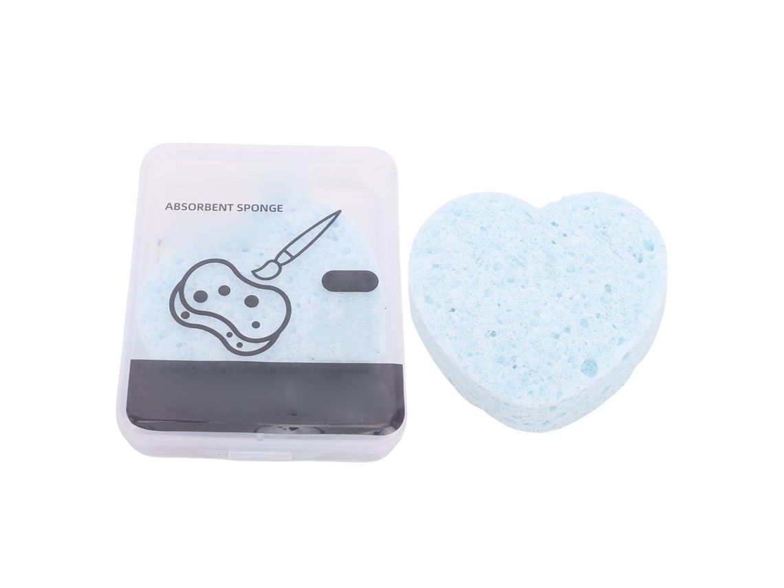 2 Esponjas De Pintura A Base De Agua Con Forma De Corazón, De Alta Absorción Y Estuche Azul.